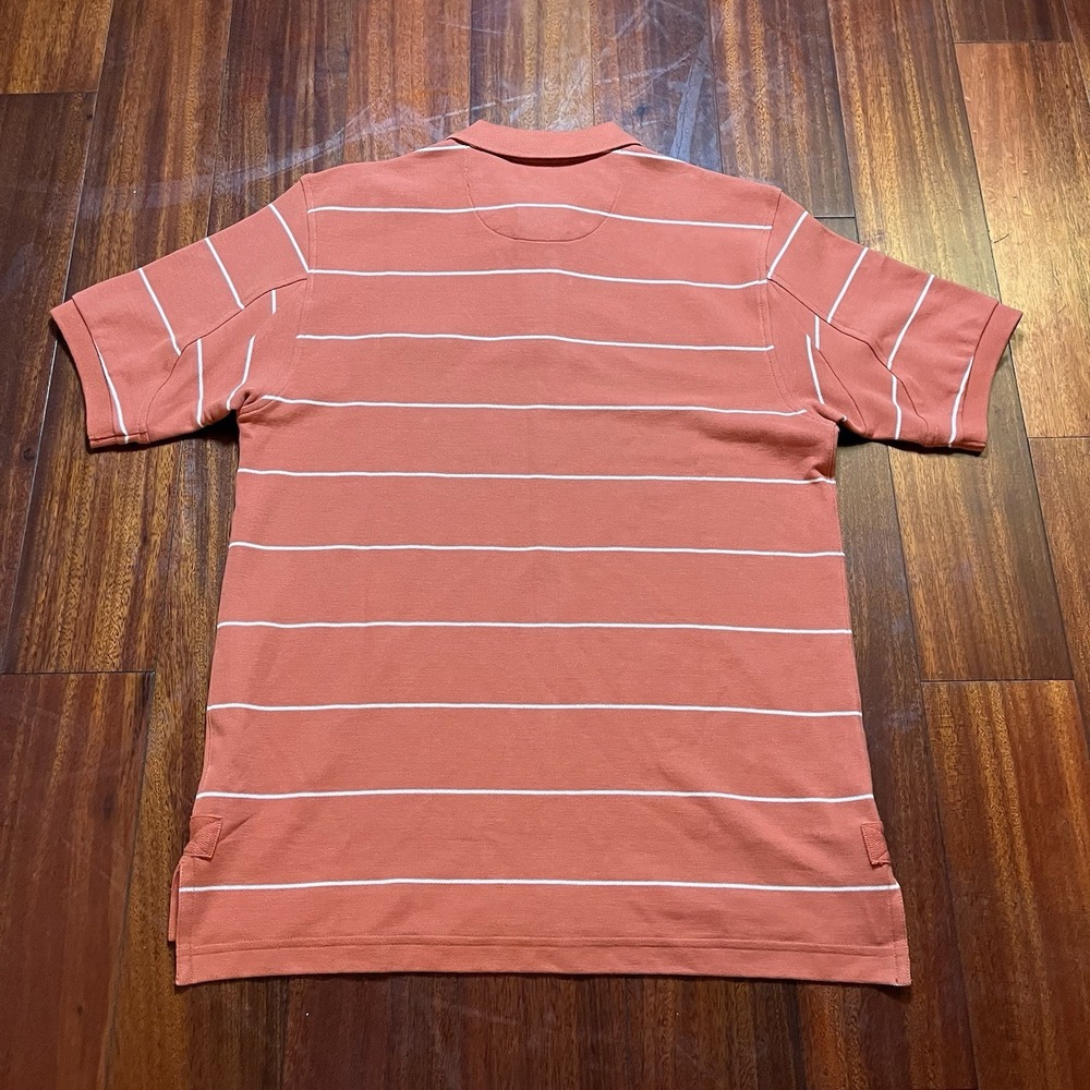 Orvis Polo Shirt Mens Small Salmon Red Striped Signature Polo Casual Preppy - Picture 4 of 8